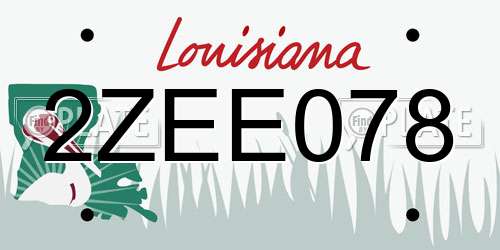 2ZEE078 Louisiana License Plate