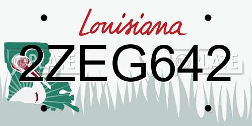 2ZEG642 Louisiana License Plate