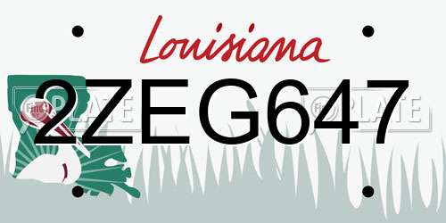2ZEG647 Louisiana License Plate