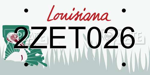 2ZET026 Louisiana License Plate