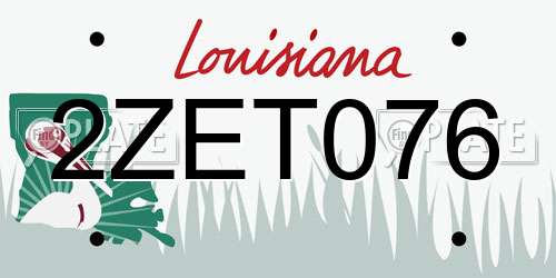2ZET076 Louisiana License Plate