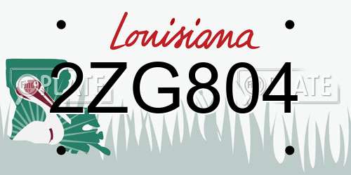 2ZG804 Louisiana License Plate