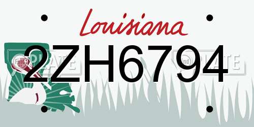2ZH6794 Louisiana License Plate