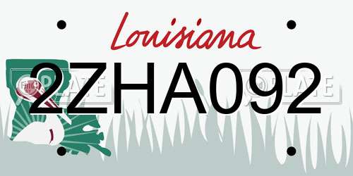 2ZHA092 Louisiana License Plate