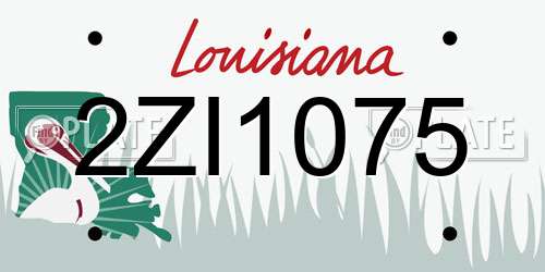 2ZI1075 Louisiana License Plate