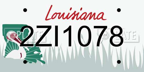 2ZI1078 Louisiana License Plate