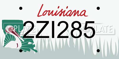 2ZI285 Louisiana License Plate