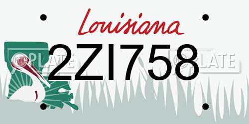 2ZI758 Louisiana License Plate