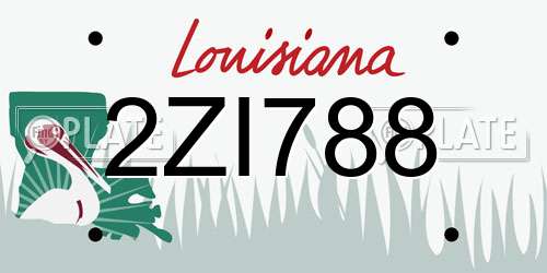 2ZI788 Louisiana License Plate