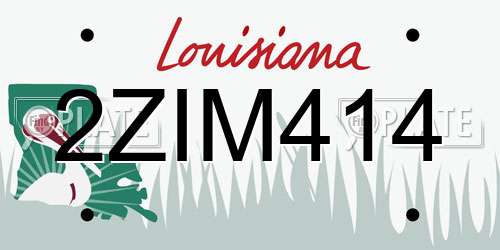 2ZIM414 Louisiana License Plate