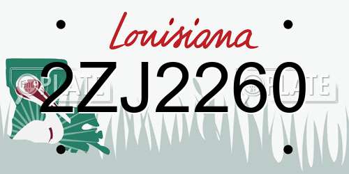 2ZJ2260 Louisiana License Plate