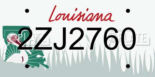 2ZJ2760 Louisiana License Plate