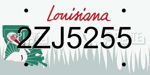 2ZJ5255 Louisiana License Plate