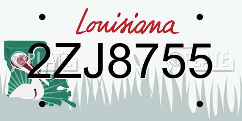 2ZJ8755 Louisiana License Plate