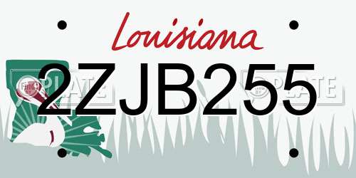 2ZJB255 Louisiana License Plate