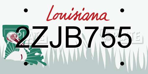 2ZJB755 Louisiana License Plate