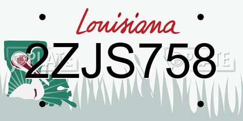 2ZJS758 Louisiana License Plate