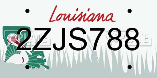 2ZJS788 Louisiana License Plate