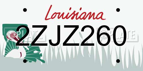 2ZJZ260 Louisiana License Plate