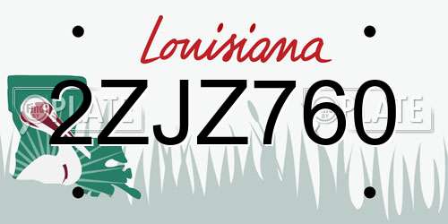 2ZJZ760 Louisiana License Plate