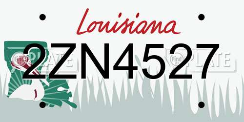 2ZN4527 Louisiana License Plate