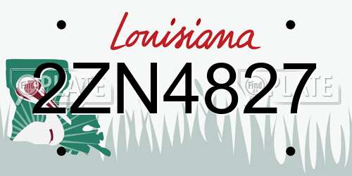2ZN4827 Louisiana License Plate