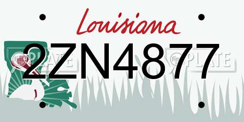 2ZN4877 Louisiana License Plate