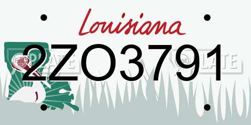 2ZO3791 Louisiana License Plate
