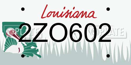 2ZO602 Louisiana License Plate