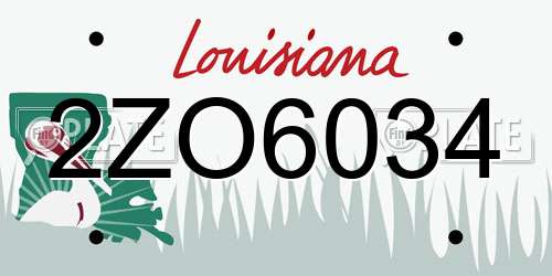 2ZO6034 Louisiana License Plate