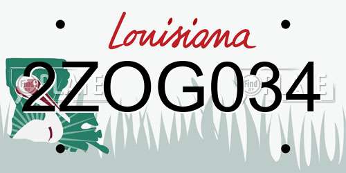 2ZOG034 Louisiana License Plate