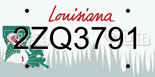 2ZQ3791 Louisiana License Plate