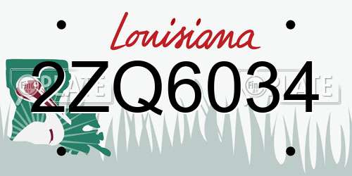 2ZQ6034 Louisiana License Plate