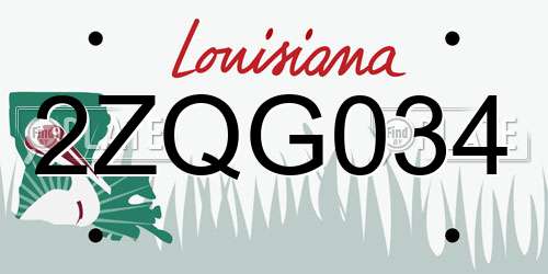 2ZQG034 Louisiana License Plate