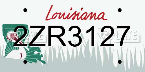 2ZR3127 Louisiana License Plate