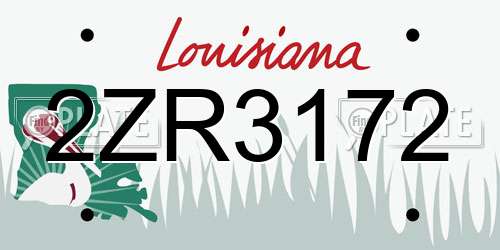 2ZR3172 Louisiana License Plate