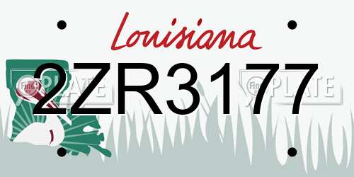 2ZR3177 Louisiana License Plate