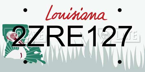 2ZRE127 Louisiana License Plate