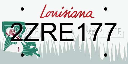 2ZRE177 Louisiana License Plate