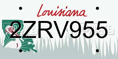 2ZRV955 Louisiana License Plate
