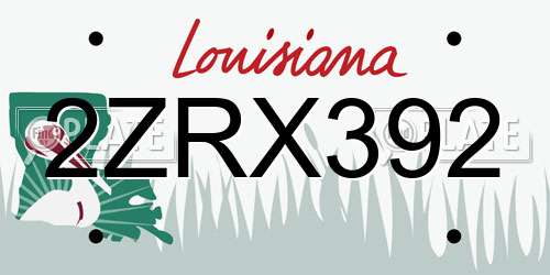 2ZRX392 Louisiana License Plate