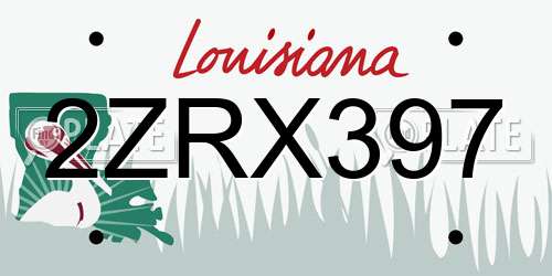 2ZRX397 Louisiana License Plate