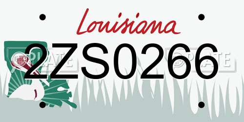 2ZS0266 Louisiana License Plate
