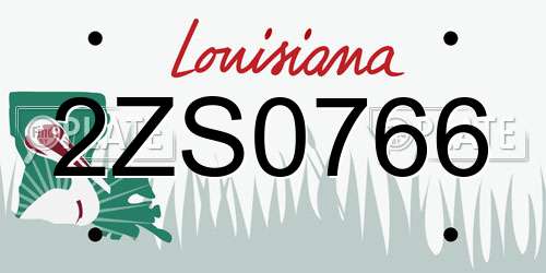 2ZS0766 Louisiana License Plate