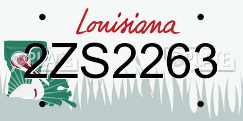 2ZS2263 Louisiana License Plate