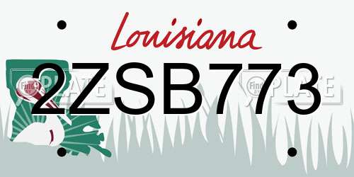 2ZSB773 Louisiana License Plate
