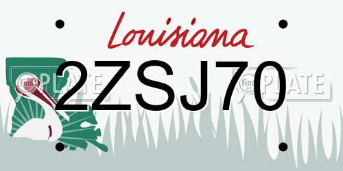 2ZSJ70 Louisiana License Plate