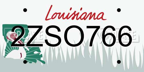 2ZSO766 Louisiana License Plate