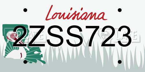 2ZSS723 Louisiana License Plate