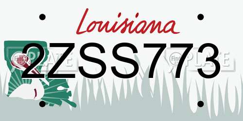 2ZSS773 Louisiana License Plate